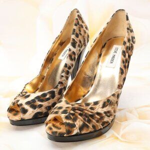 Steve Madden Peep Toe Leopard Print High Heels Shoes Size 10M Brown/Black